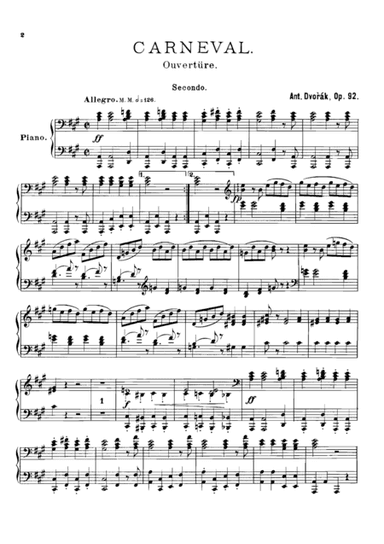 Dvorak Carnival Overture, for piano duet(1 piano, 4 hands), PD802 (arr. Fukuhara)