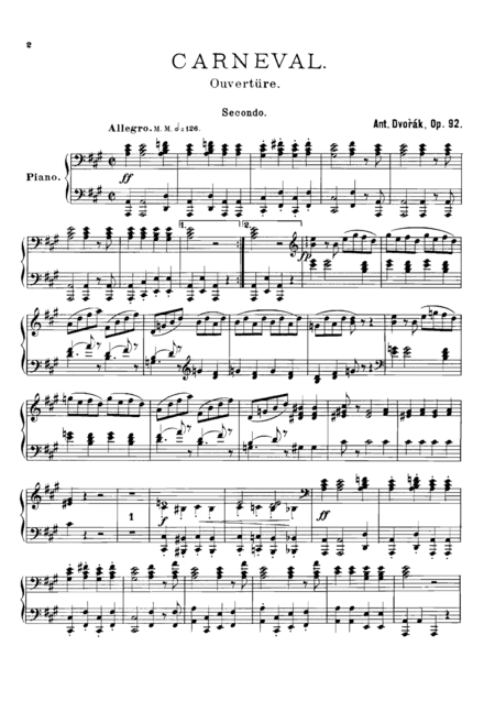 Dvorak Carnival Overture, for piano duet(1 piano, 4 hands), PD802 (arr. Fukuhara)
