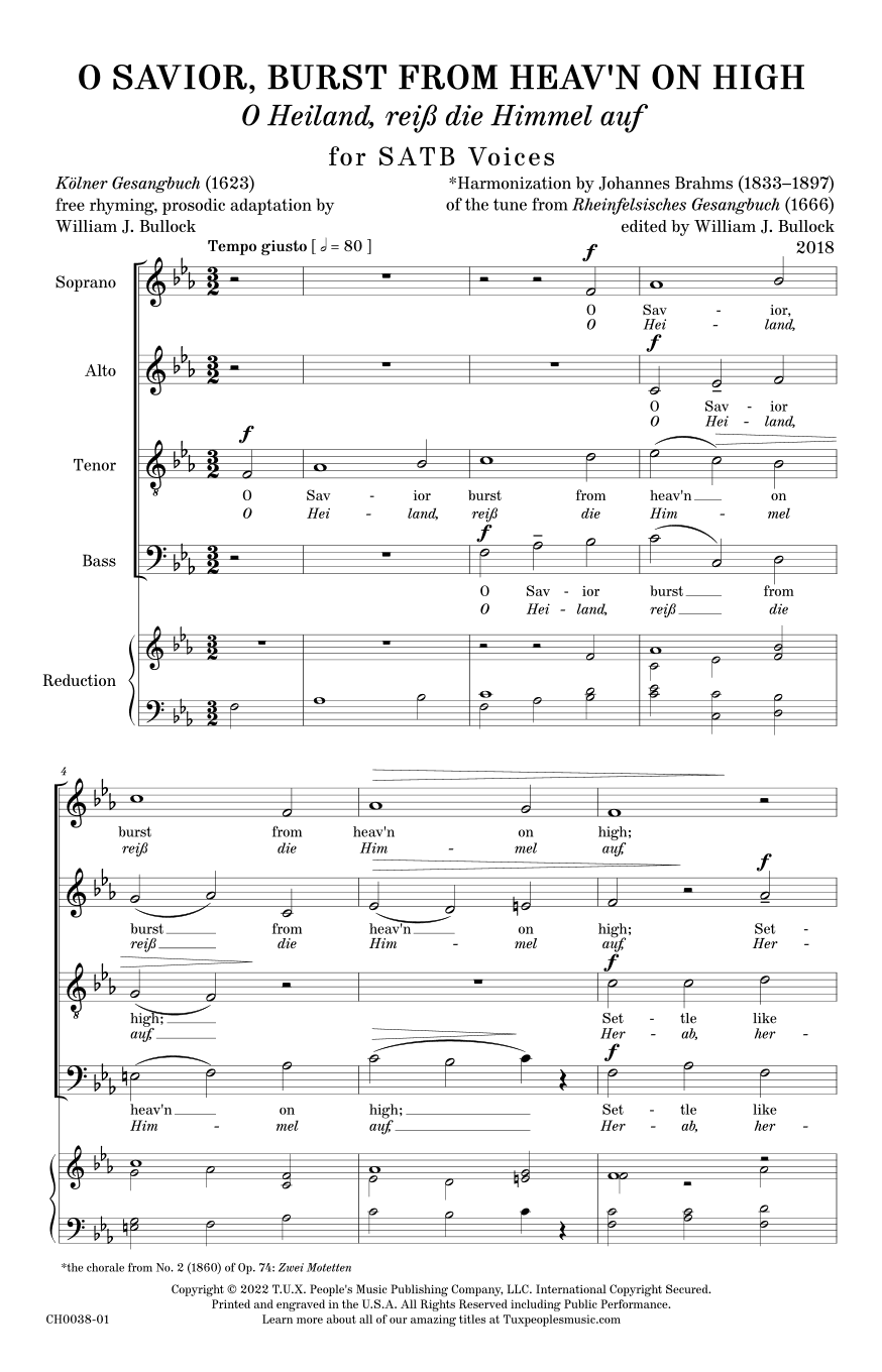 O Savior, Burst from Heav'n on High (O Heiland, reiß die Himmel auf)