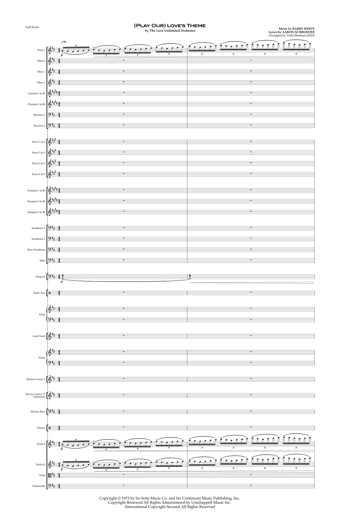 Play Our Love's Theme (arr. Todd Sheehan)