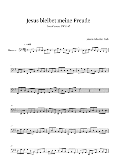 Bach - Jesus bleibet meine Freude for Bassoon (arr. Cadenza Editions)