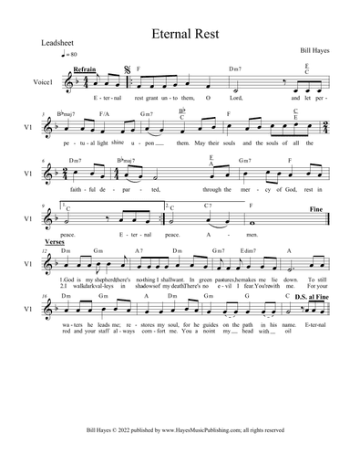 Eternal Rest (combination Leadsheet, Piano/Vocal & Congregation)