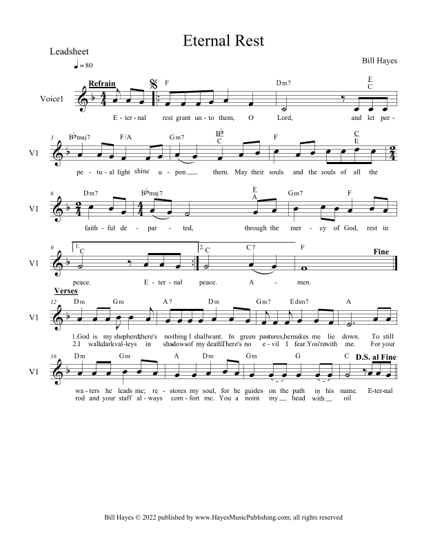 Eternal Rest (combination Leadsheet, Piano/Vocal & Congregation)