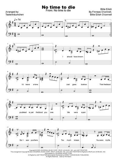 No Time To Die (arr. Tastenträumchen)
