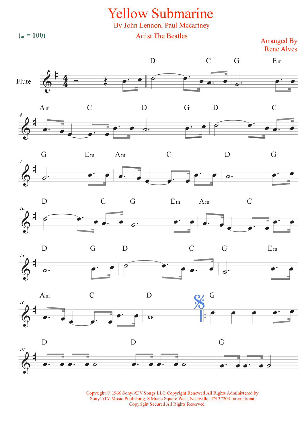 Yellow Submarine (arr. Rene Alves)