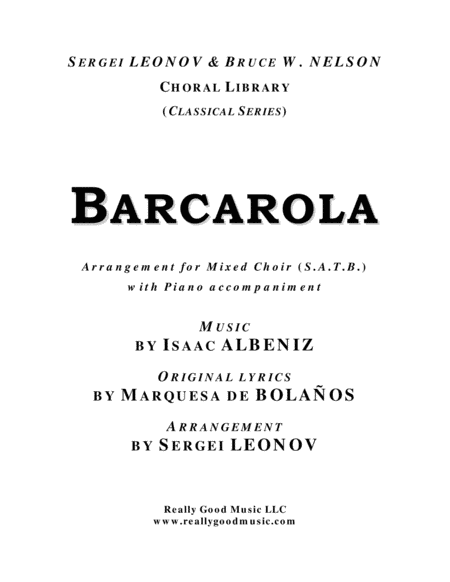 Barcarola (SATB choir, Piano accompaniment) (arr. Sergei LEONOV)