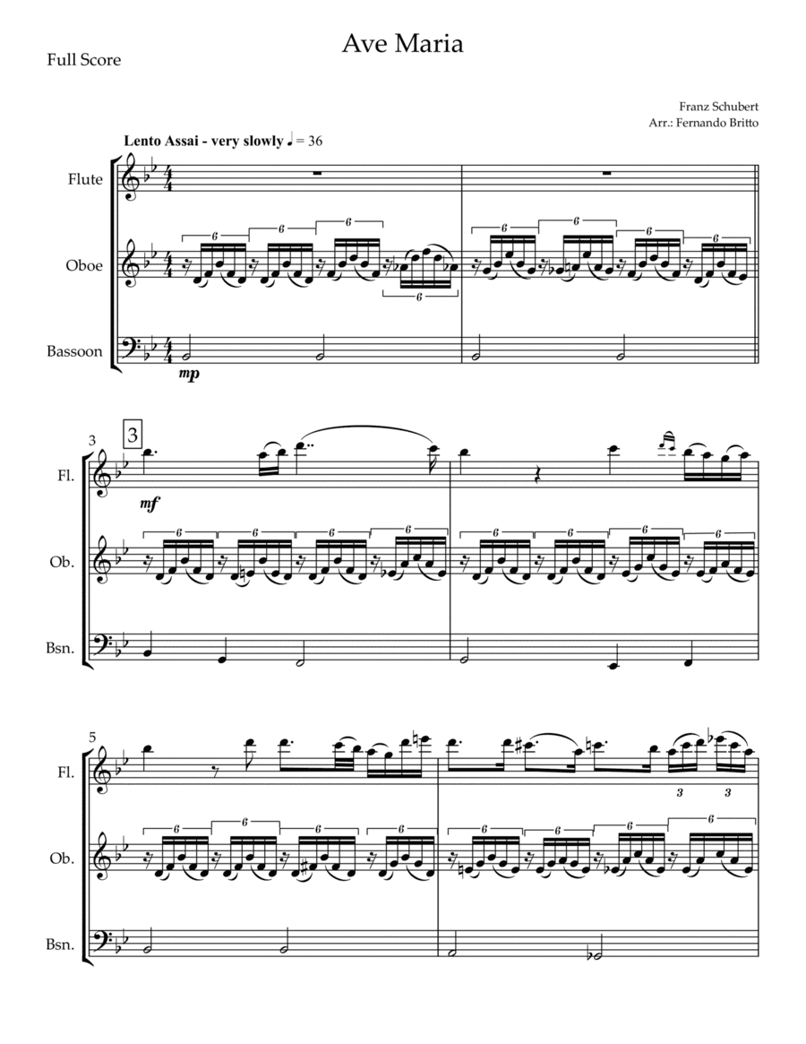 Ave Maria (Franz Schubert) for Woodwind Trio (arr. Fernando Britto)