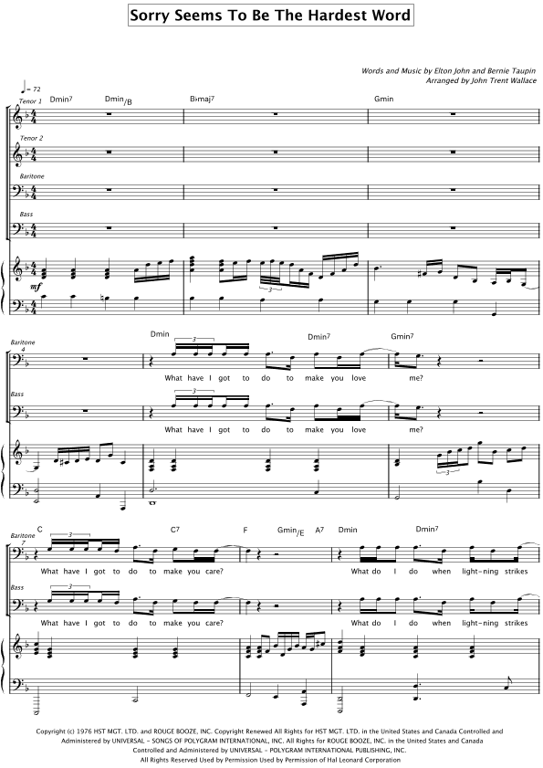 Sorry Seems To Be The Hardest Word (arr. John Trent Wallace)