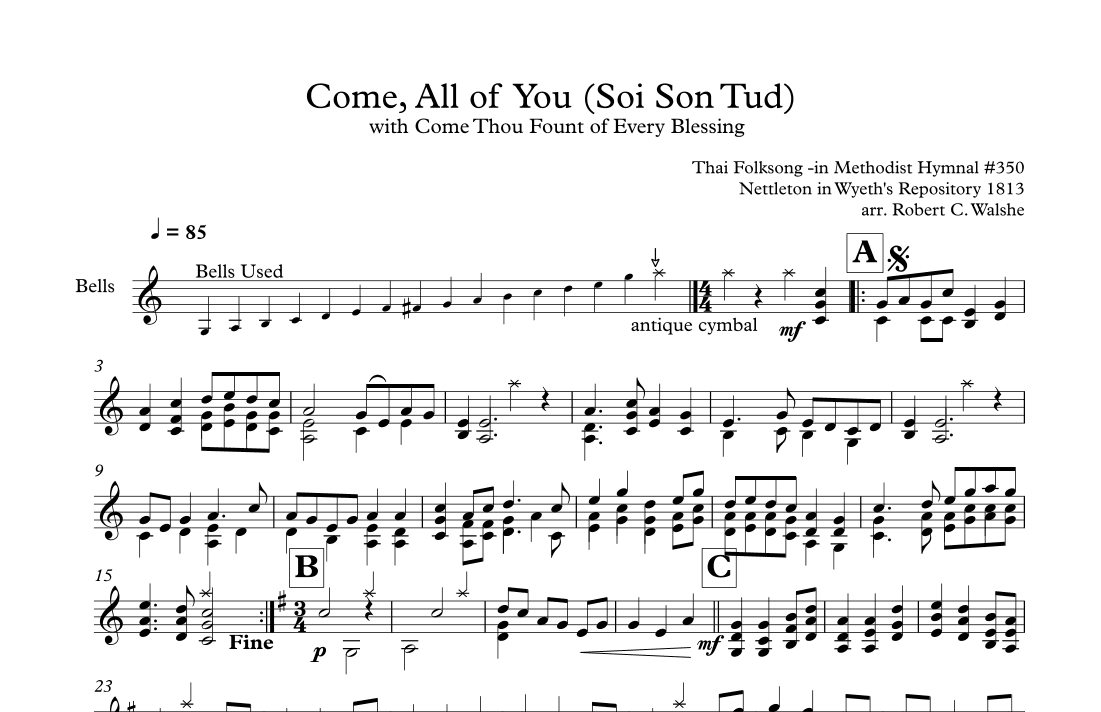 Come, All of You (SOI SON TUD) with Come Thou Fount of Every Blessing (2 octaves) (arr. Robert C. Walshe)
