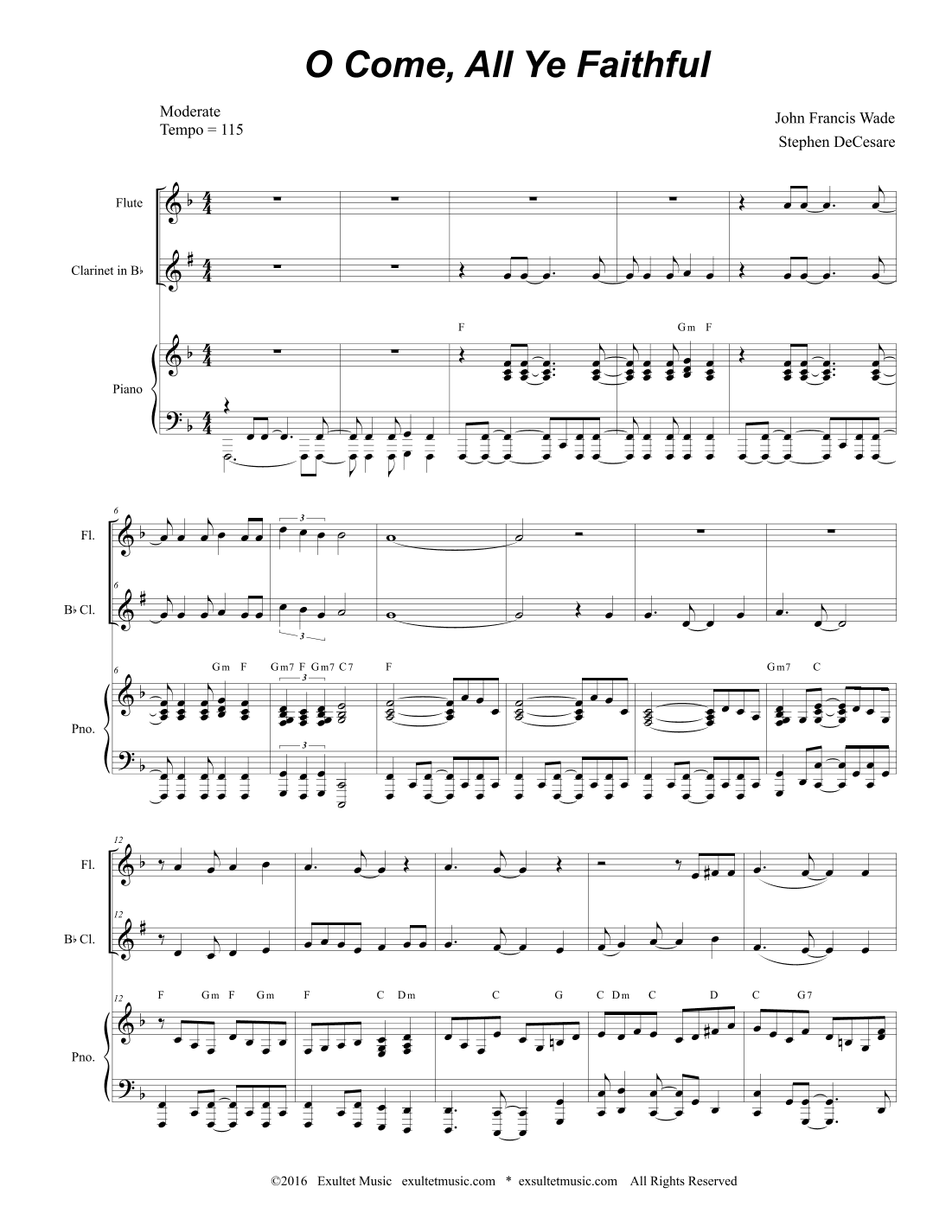 O Come All Ye Faithful (Duet for Flute and Bb-Clarinet) (arr. Stephen DeCesare)