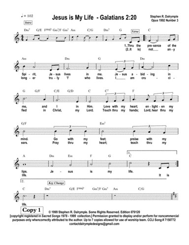 Jesus is My Life - original song by Stephen R Dalrymple