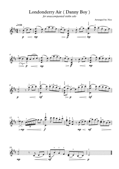 Londonderry Air ( Danny Boy ) ( for unaccompanied violin solo ) (arr. Neo)