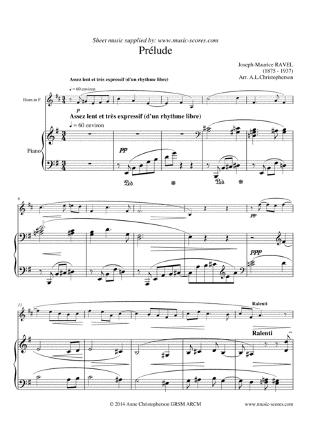 Prelude for the Paris Conservatoire - French Horn and Piano (arr. Anne L Christopherson GRSM ARCM)
