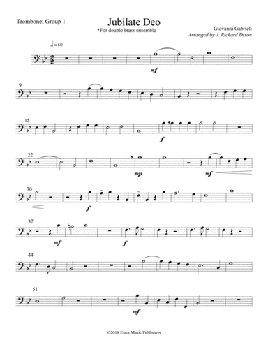 Giovanni Gabrieli's Jubilate Deo arranged for Double Brass Quartet (arr. J. Richard Dixon)
