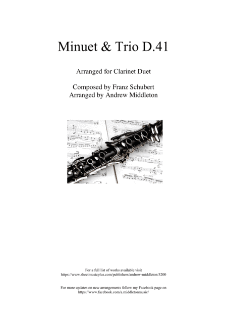 Minuet & Trio D.41 arranged for Clarinet Duet (arr. Andrew Middleton)