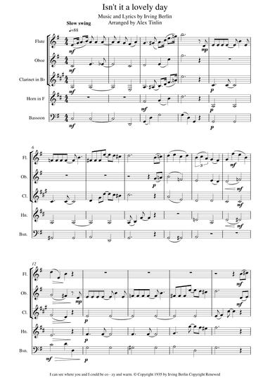 Isn't This A Lovely Day (to Be Caught In The Rain?) (arr. Alex Tinlin)