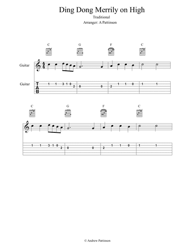 Ding Dong Merrily on High for Guitar (arr. Andrew Pattinson)