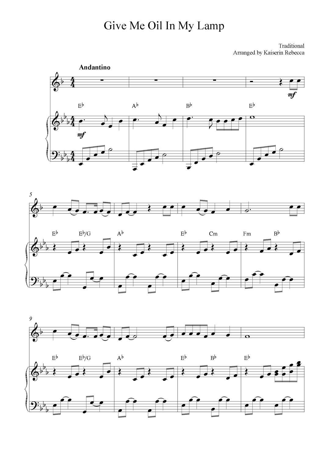Give Me Oil in My Lamp (arr. Kaiserin Rebecca)