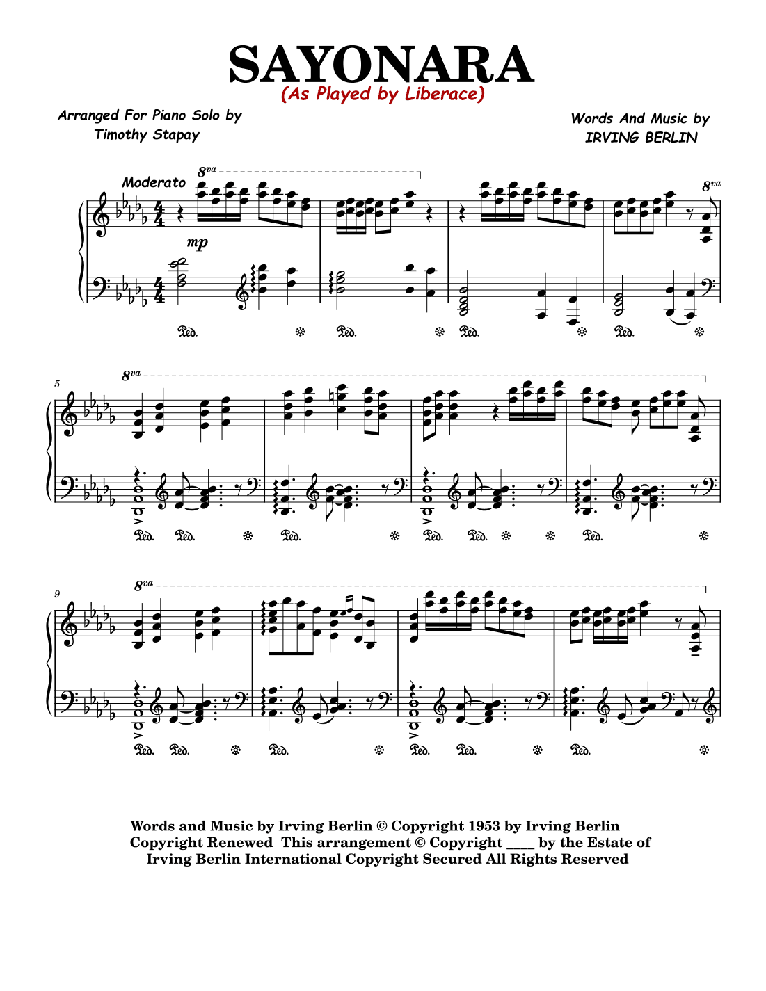 Sayonara (arr. Timothy Stapay)