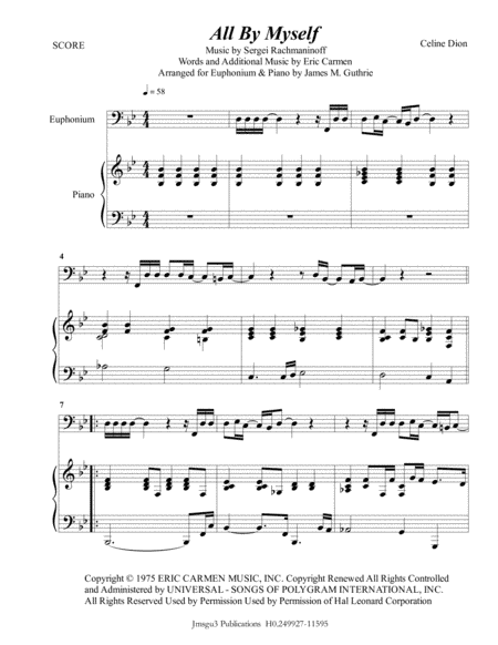All By Myself (arr. James M. Guthrie, ASCAP)
