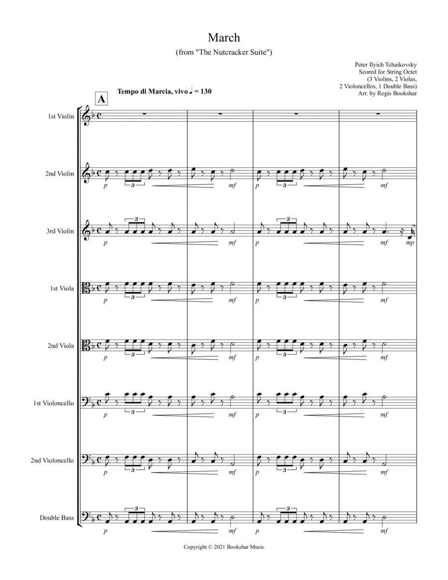 March (from "The Nutcracker Suite") (F) (String Octet - 3 Violins, 2 Violas, 2 Cellos, 1 Bass) (arr. Regis Bookshar)