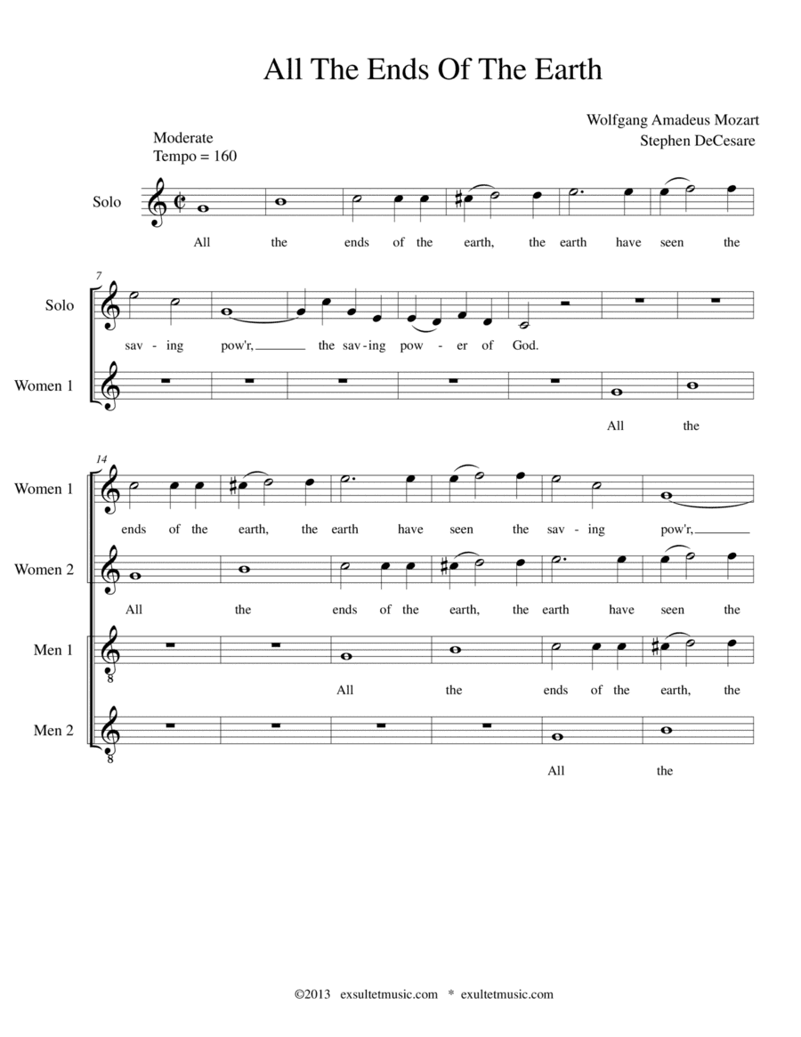 All The Ends Of The Earth (4-part Canon) (arr. Stephen DeCesare)