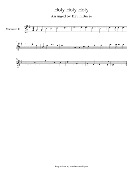 Holy Holy Holy - Clarinet (arr. Kevin Busse)