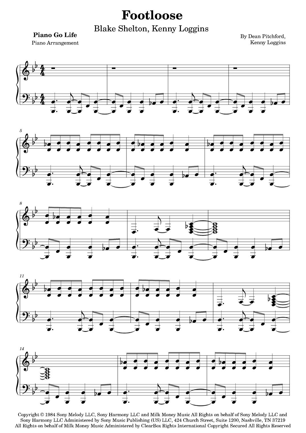 Footloose (arr. Piano Go Life)