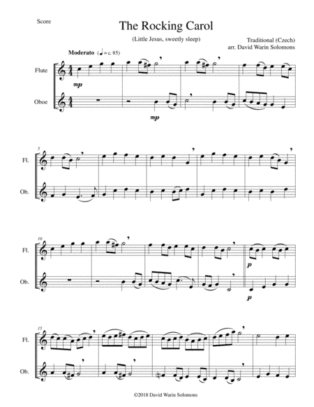 The Rocking Carol (Little Jesus, Sweetly Sleep) for flute and oboe (arr. David Warin Solomons)