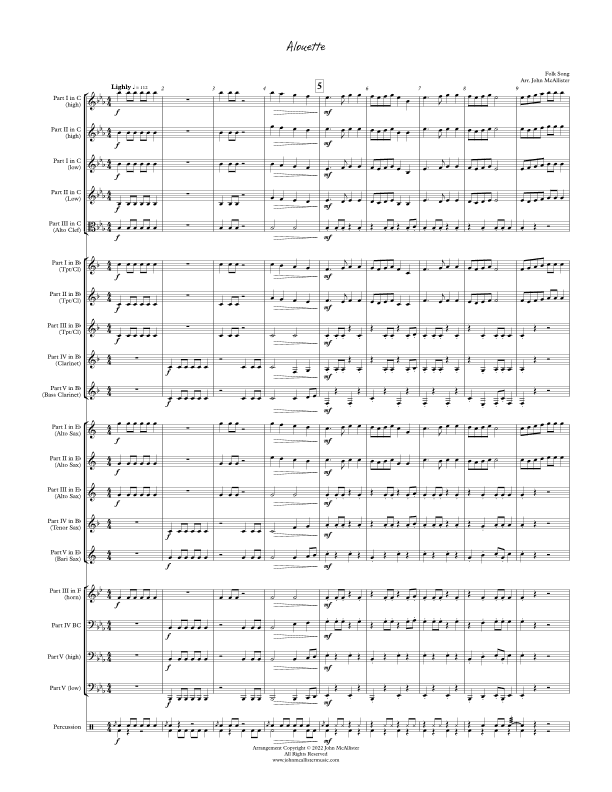 Alouette - for adaptable quintet (arr. John McAllister)
