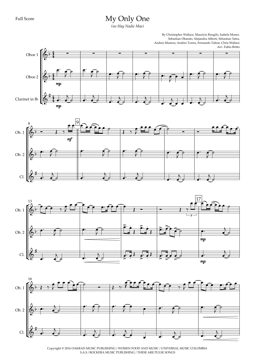 My Only One (no Hay Nadie Mas) (arr. Ottirb Sage)