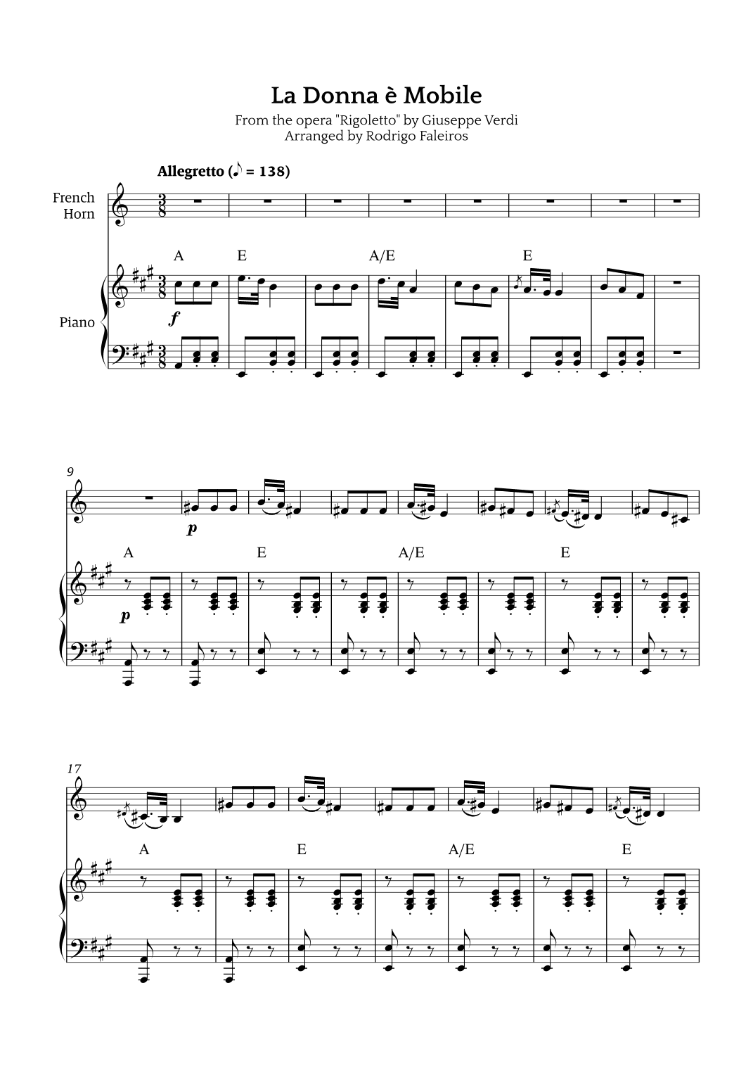 La Donna è Mobile (arr. Rodrigo Faleiros)