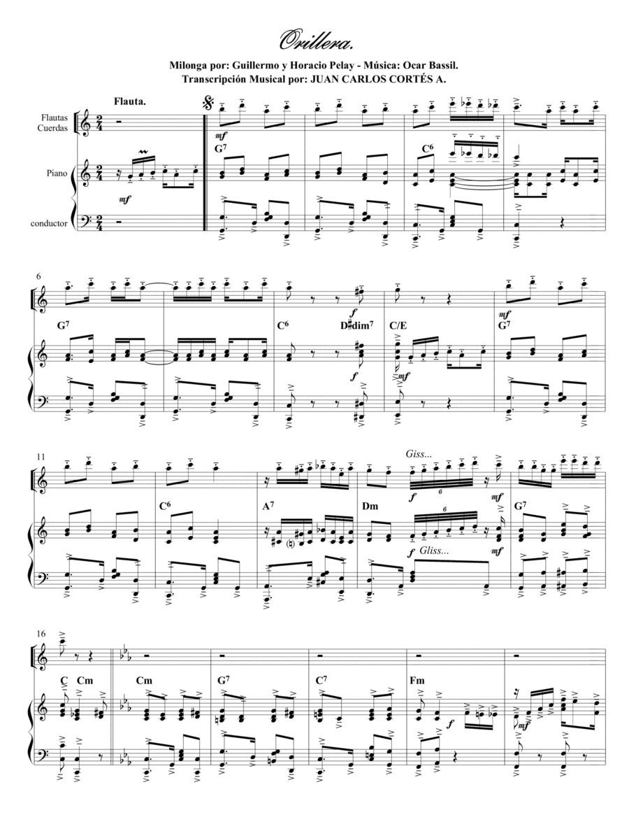 Orillera. Milonga por Oscar Mario Bassil. (arr. Juan Carlos Cortés A.)