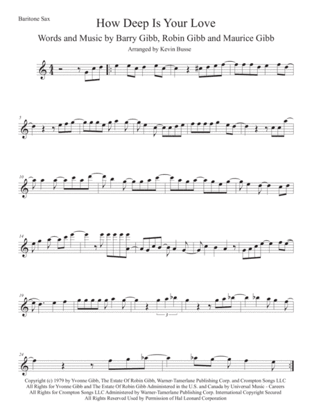 How Deep Is Your Love  from the Motion Picture SATURDAY NIGHT FEVER (arr. Kevin Busse)