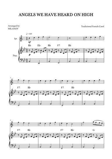 Angels We Have Heard on High | Christmas song | trumpet | easy beginner | Chords (arr. Milanov)