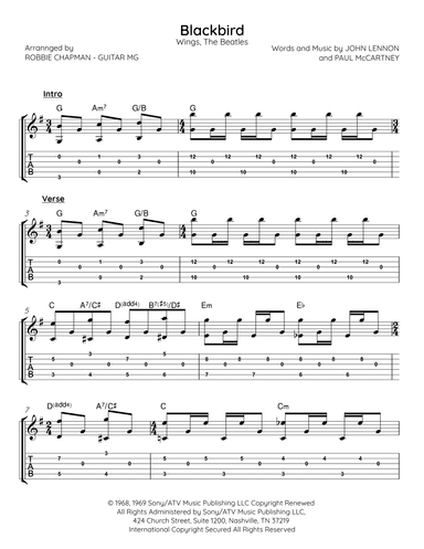 Blackbird (arr. Robbie Chapman)