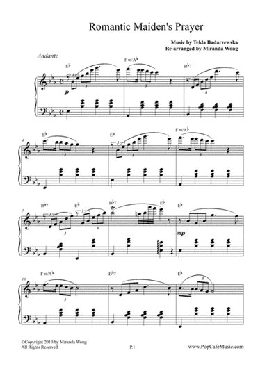 Romantic Maiden Prayer - Easy Piano Solo Version (arr. Miranda Wong)