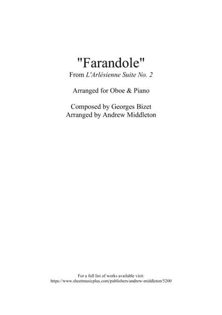 Farandole arranged for Oboe and Piano (arr. Andrew Middleton)
