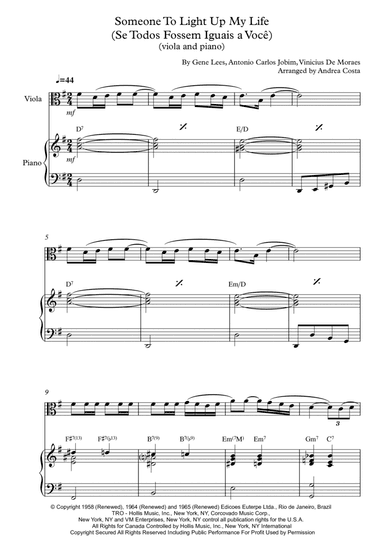 Someone To Light Up My Life (se Todos Fossem Iguais A Voce) (arr. Andrea Costa)
