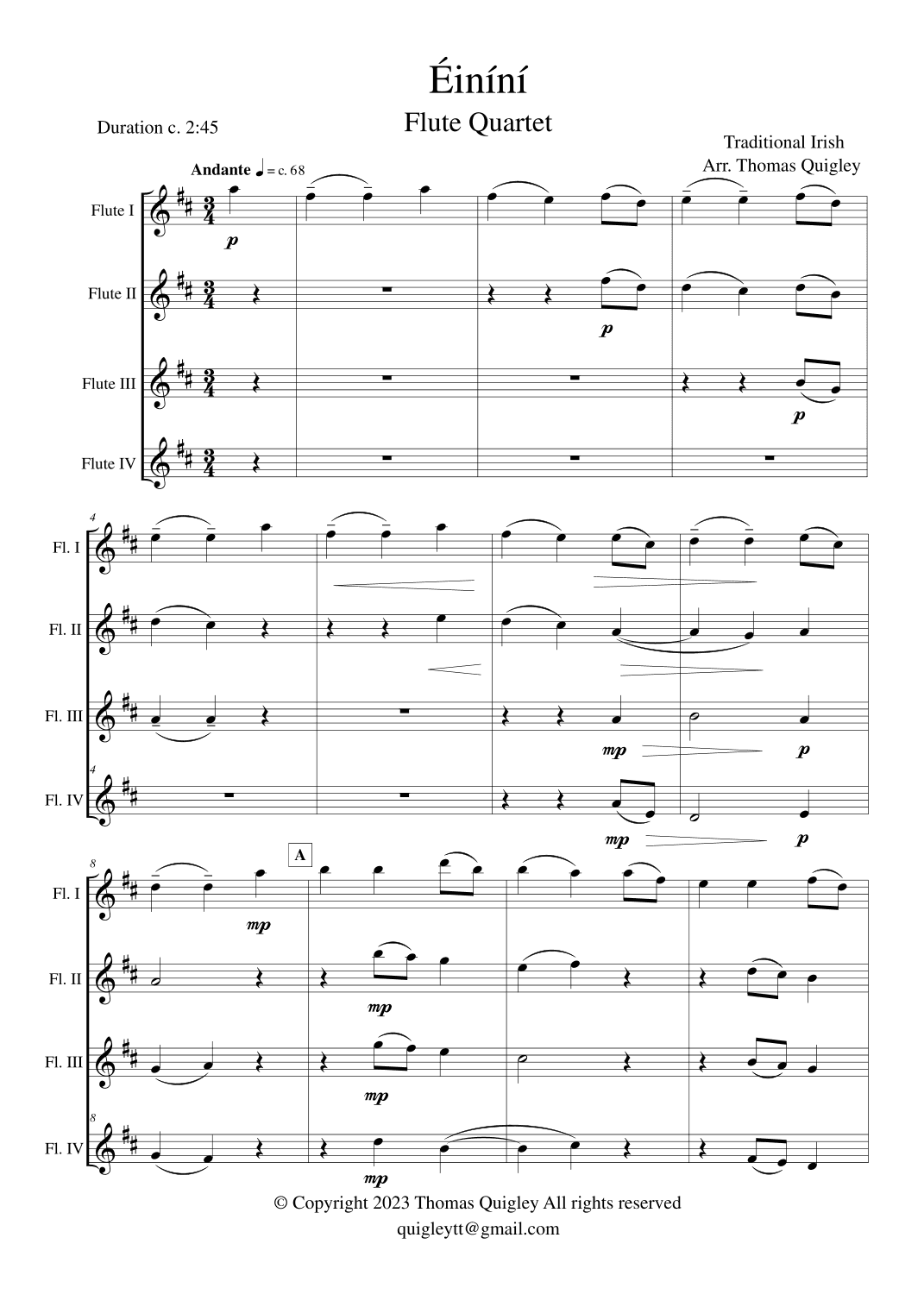 Éiníní (arr. Thomas Quigley)