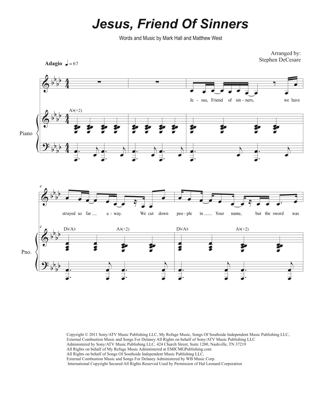 Jesus, Friend Of Sinners (arr. Stephen DeCesare)