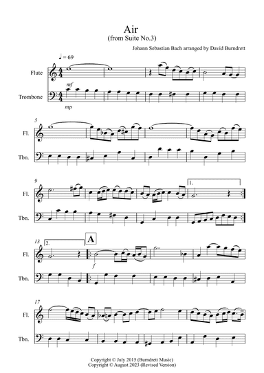 Air on a G String for Flute and Trombone (arr. David Burndrett)