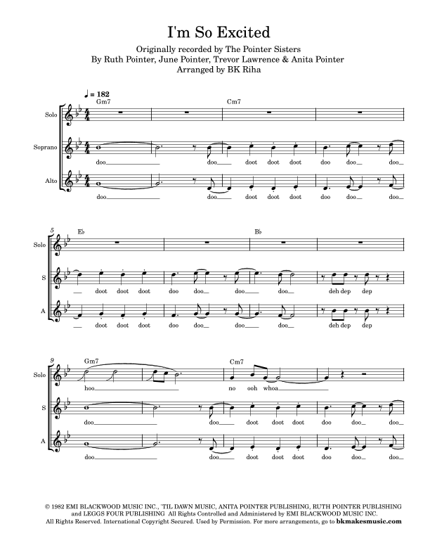 I'm So Excited (arr. BK Riha / Brandy Kay Riha)