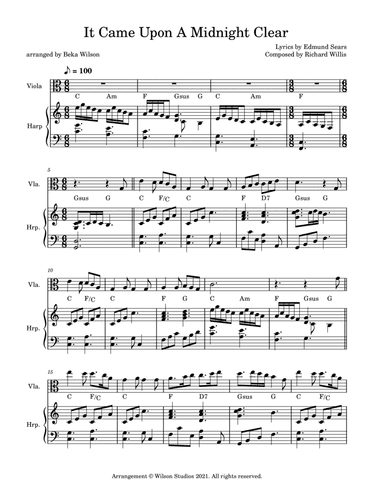 It Came Upon a Midnight Clear--viola/harp duet (arr. Beka Wilson)