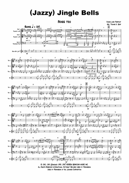 Jazzy Jingle Bells - Christmas Swing - Brass Trio (arr. Thomas H. Graf)