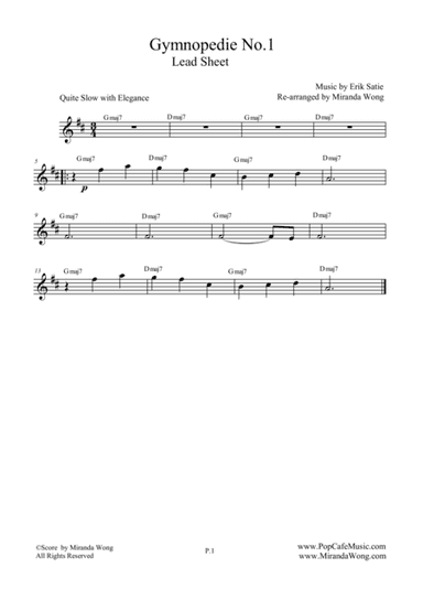 Gymnopedie No.1 - Romantic Classical Music for Flute or Oboe Solo (arr. Miranda Wong)