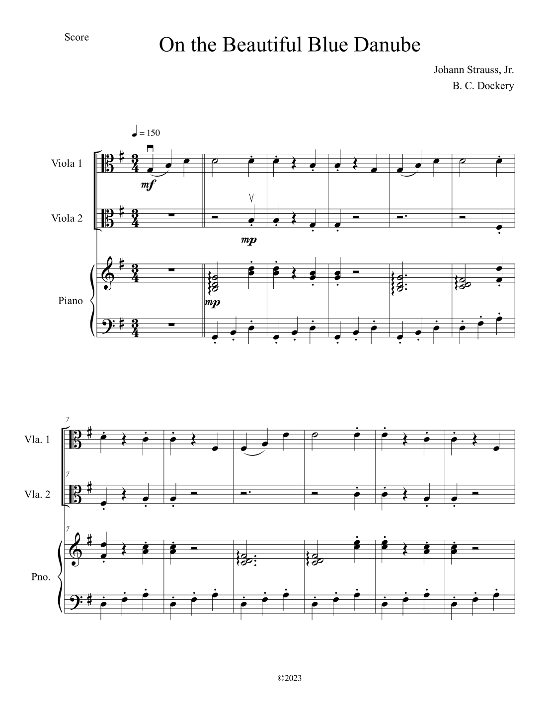The Blue Danube (Viola Duet with Piano Accompaniment) (arr. B. C. Dockery)