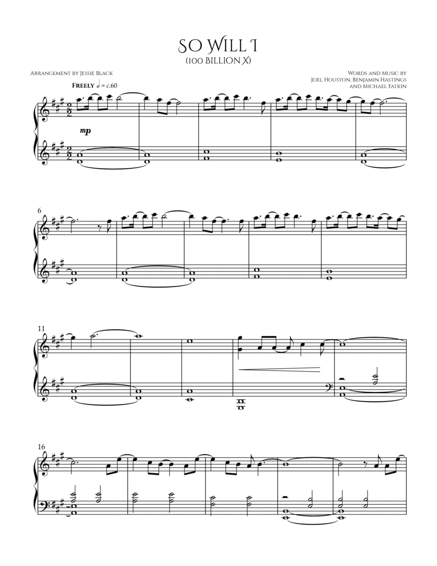 So Will I (100 Billion X) (arr. Jessie Black)