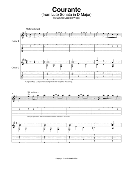Courante (from Lute Sonata in D Major) (arr. Mark Phillips)