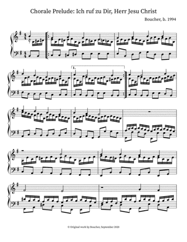 Chorale Prelude over 'Ich Ruf zu Dir, Herr Jesu Christ' (arr. Mitch Boucher)